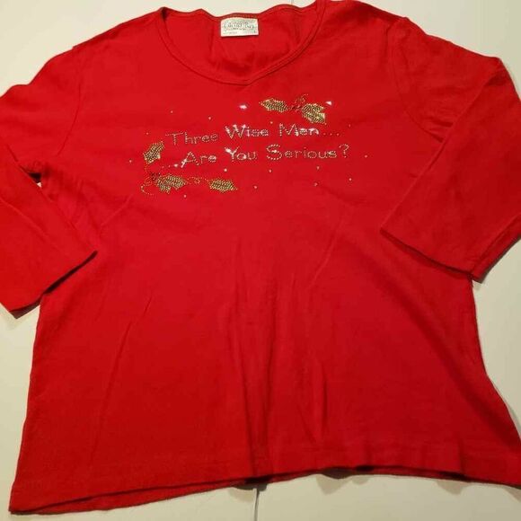 Cactus Bay Women's 3/4 Sleeve Christmas Tee - Picture 1 of 5